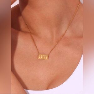 Gold Plated 11:11 Pendant Necklace — Stainless Steel Angel Number Bar Chain